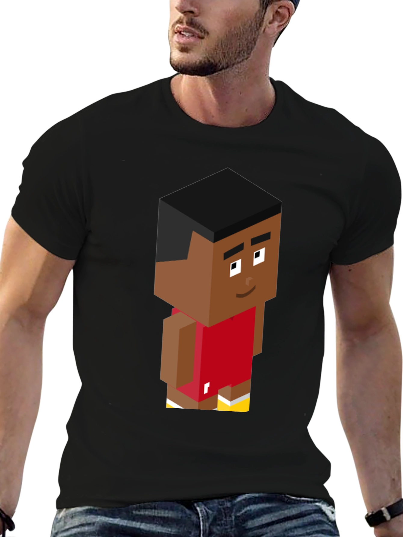 Pixel Basketball Player Graphic Tee - Black