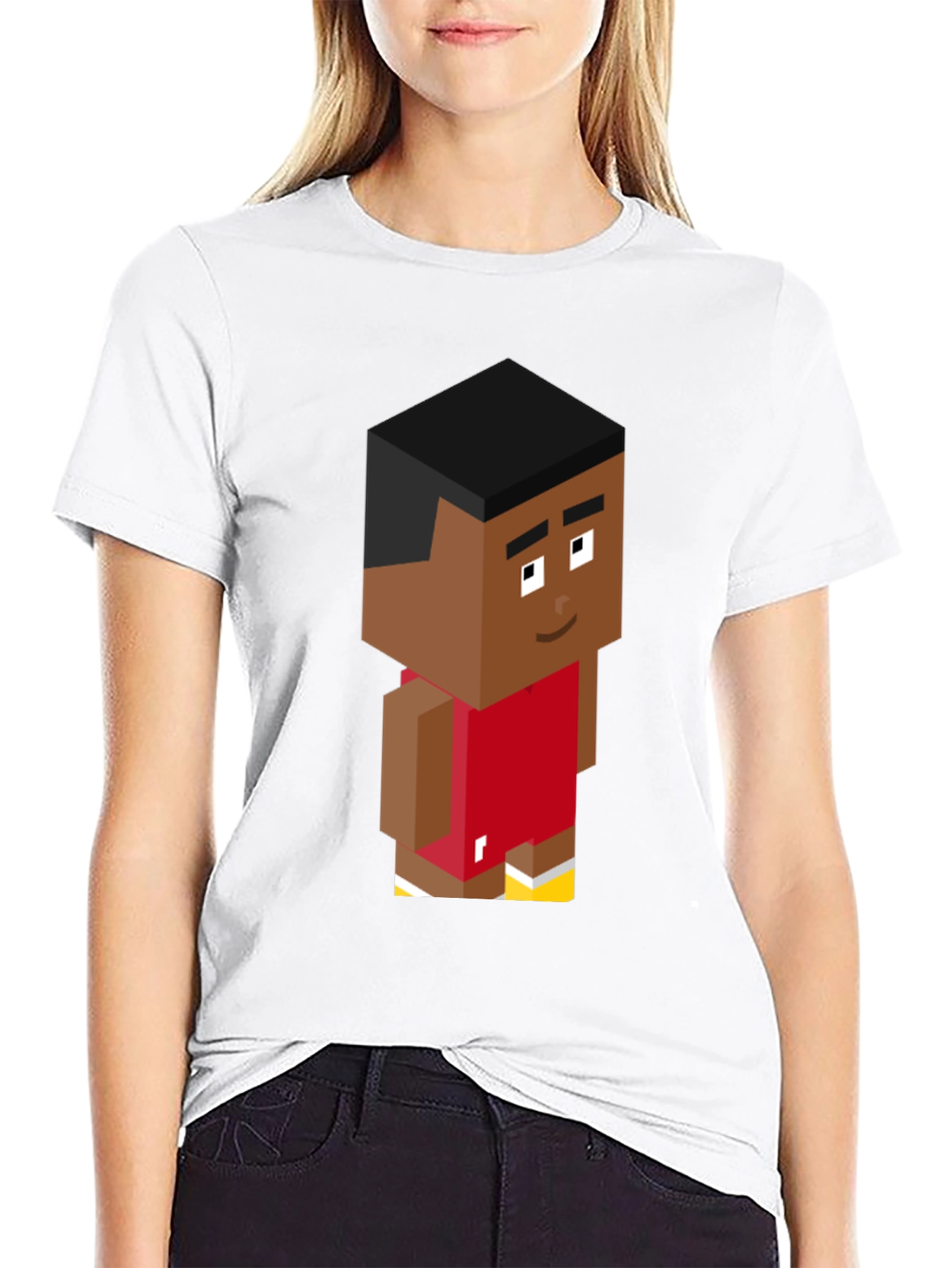 Pixel Basketball Player Graphic Tee - Black