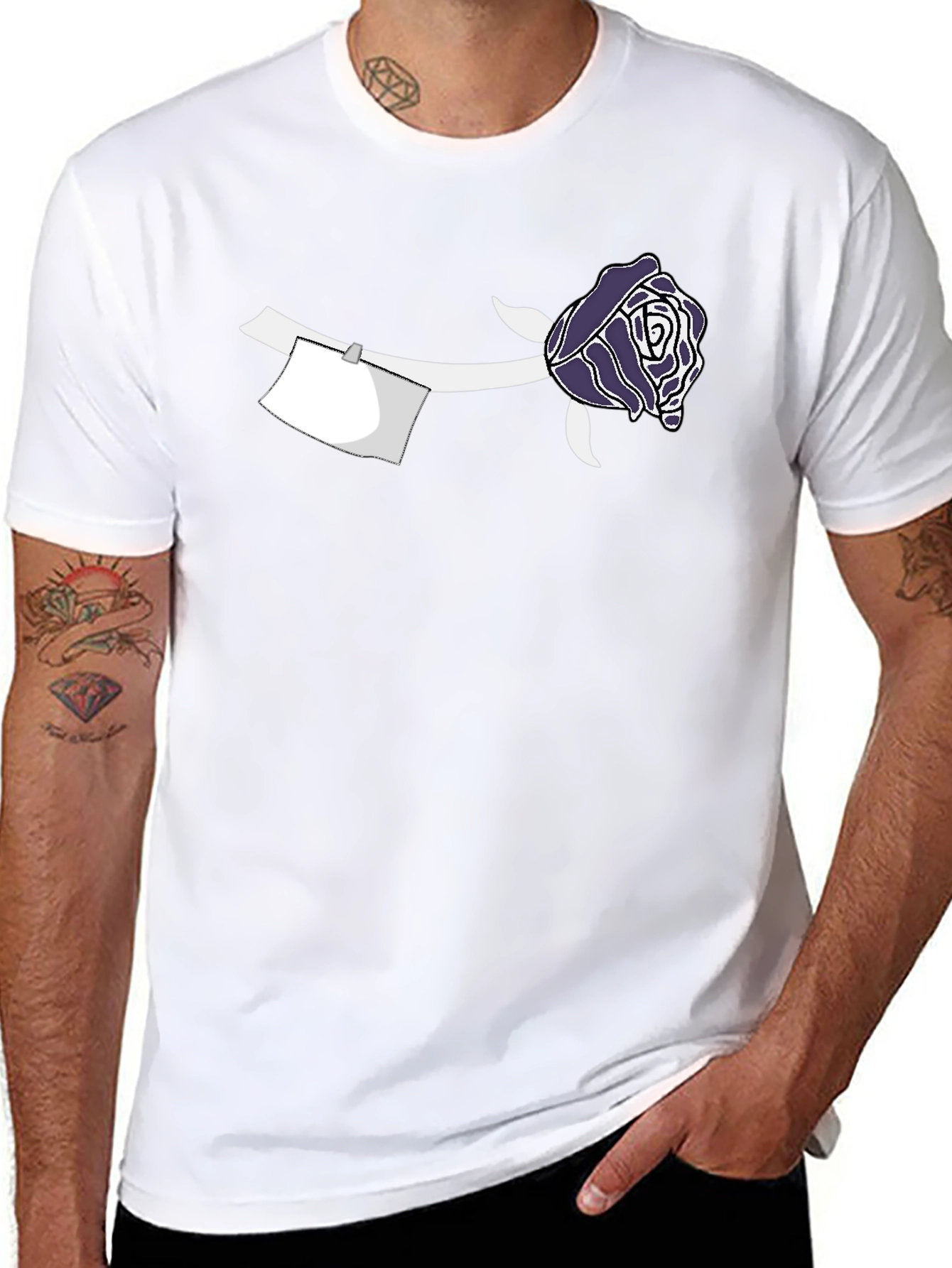 Rose & Note Graphic Tee - Casual Style