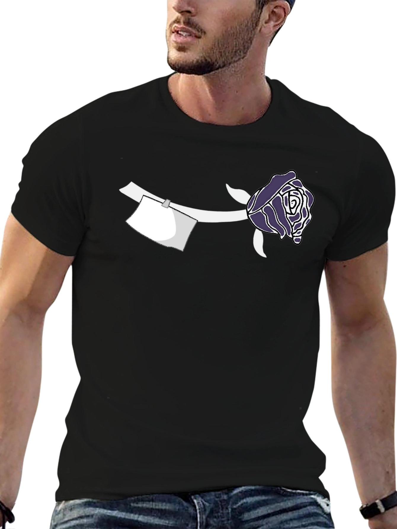 Rose & Note Graphic Tee - Casual Style