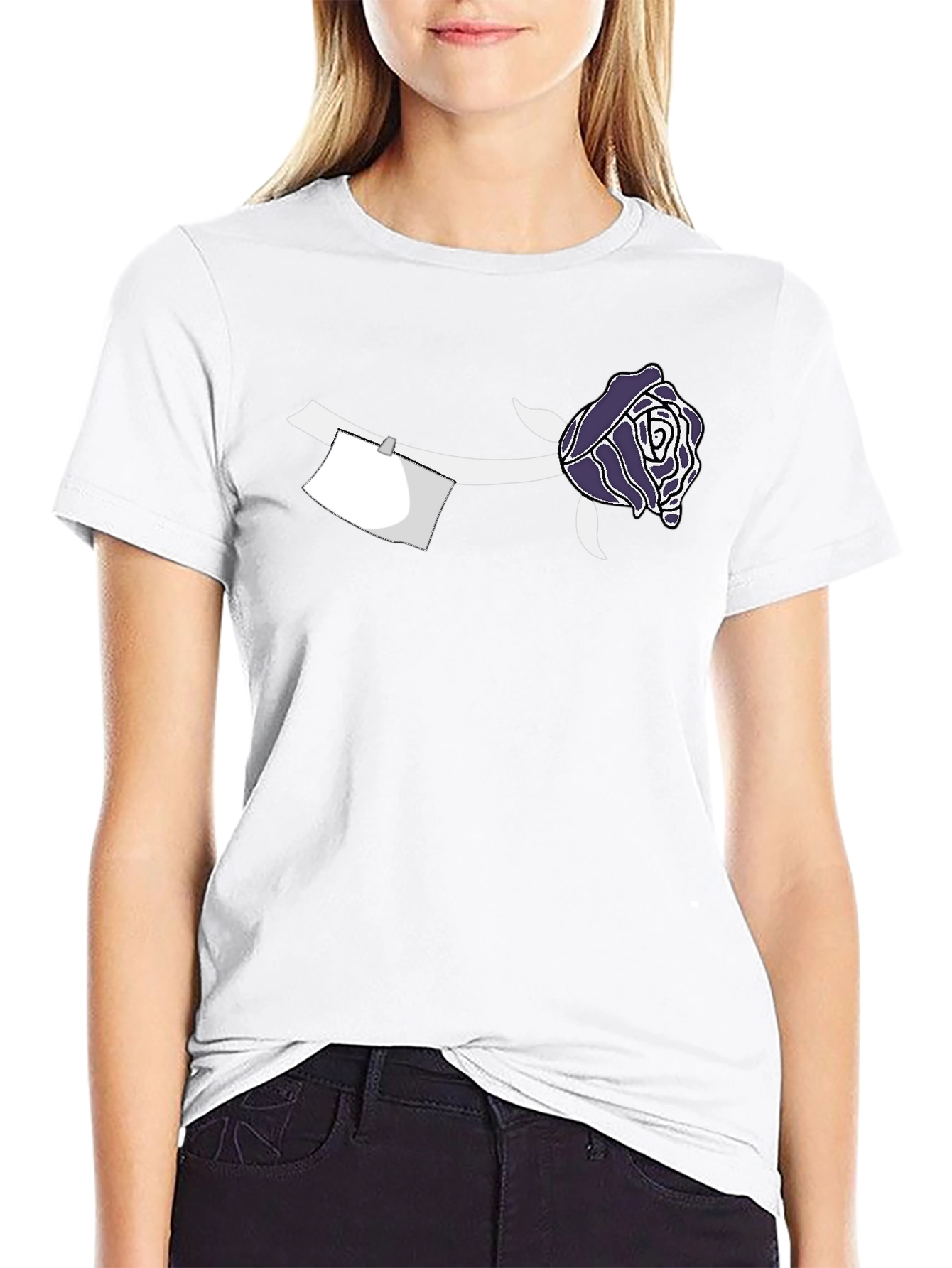 Rose & Note Graphic Tee - Casual Style