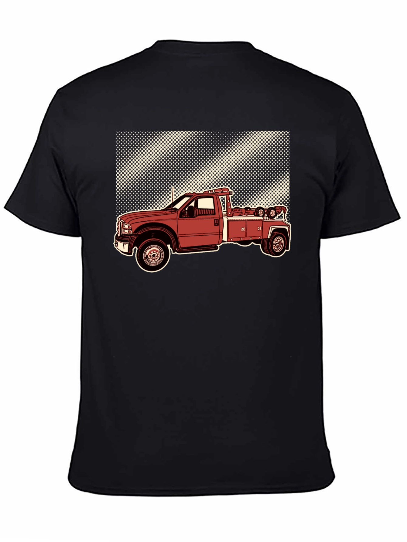 Tow Truck Graphic T-Shirt - Black Cotton Tee