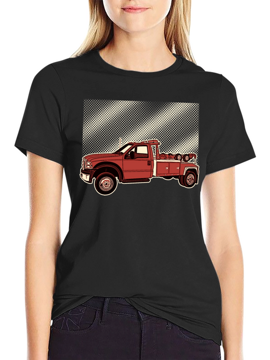 Tow Truck Graphic T-Shirt - Black Cotton Tee