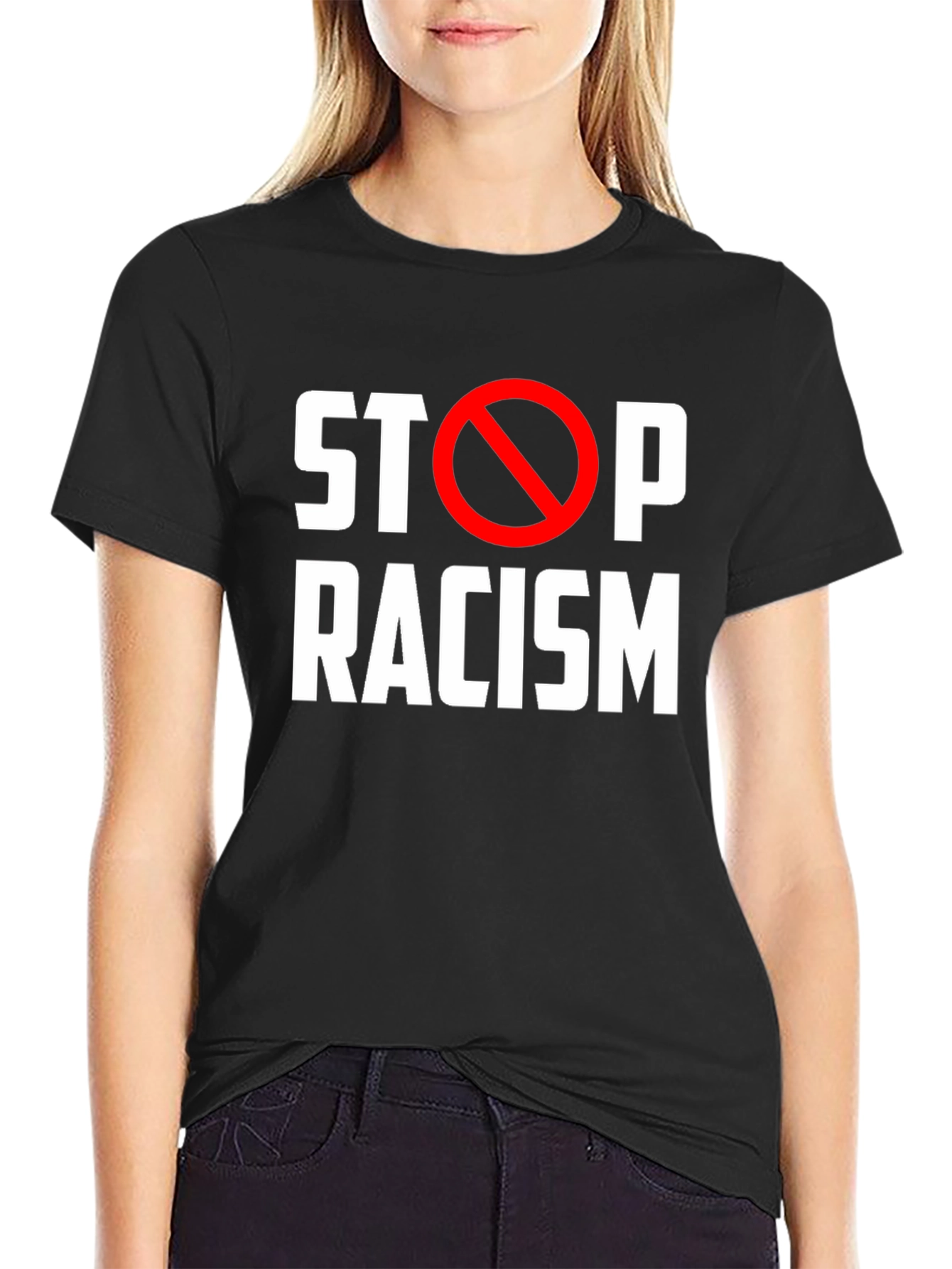 Stop Racism Black T-Shirt