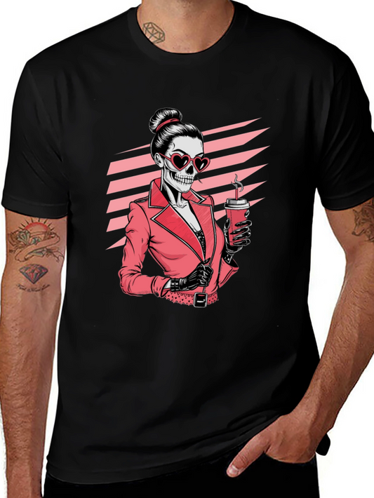 Skeleton Lady T-Shirt - Coffee & Chic Style