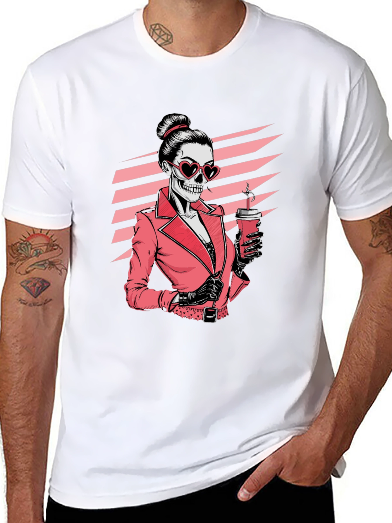 Skeleton Lady T-Shirt - Coffee & Chic Style