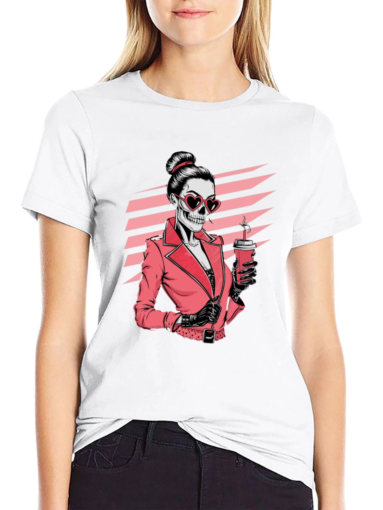 Skeleton Lady T-Shirt - Coffee & Chic Style