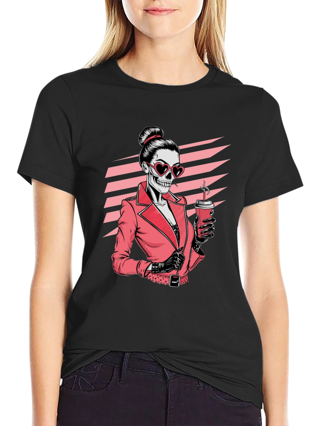 Skeleton Lady T-Shirt - Coffee & Chic Style