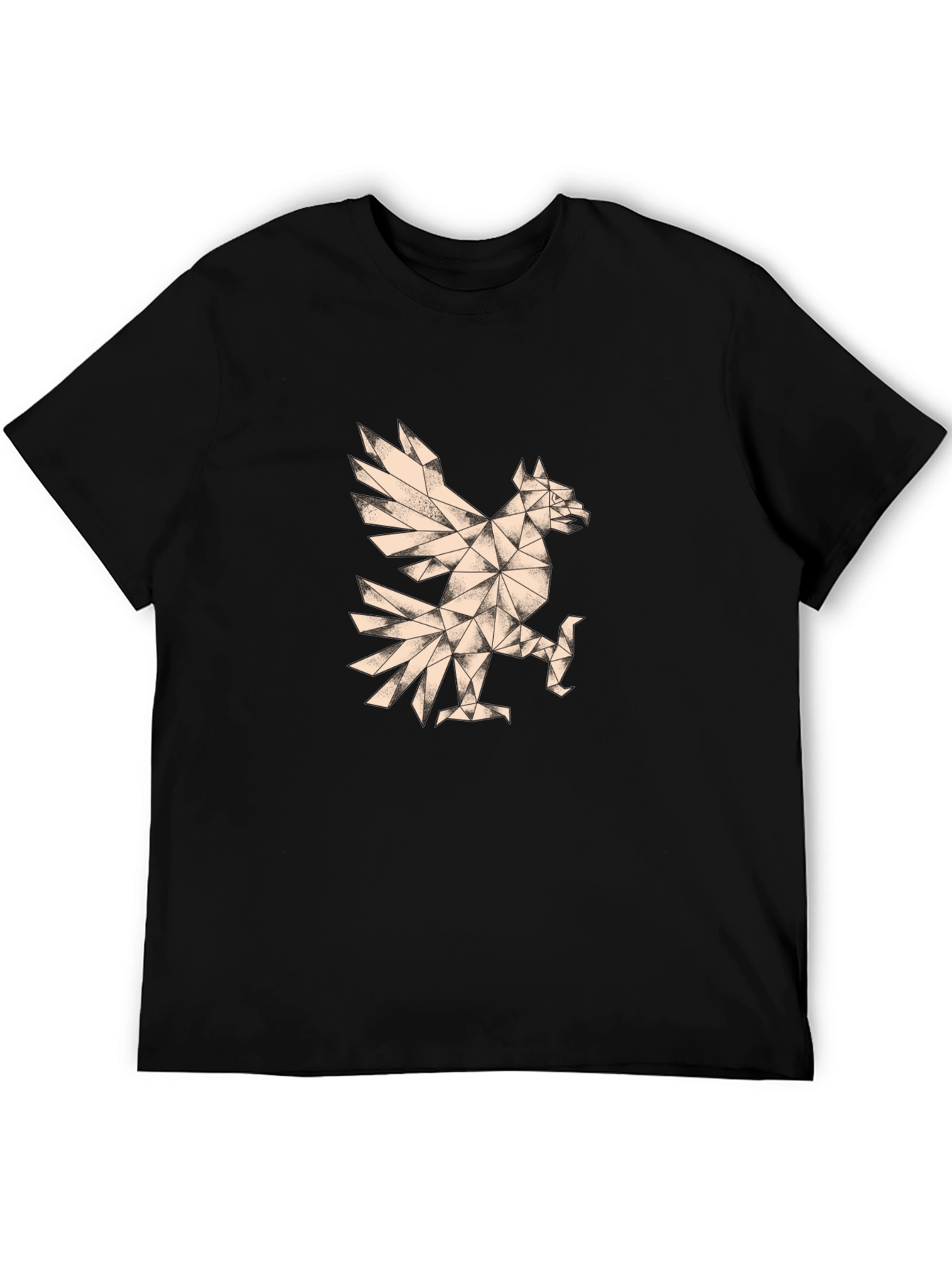 Geometric Eagle Graphic Tee - Stylish Mens Black T-Shirt