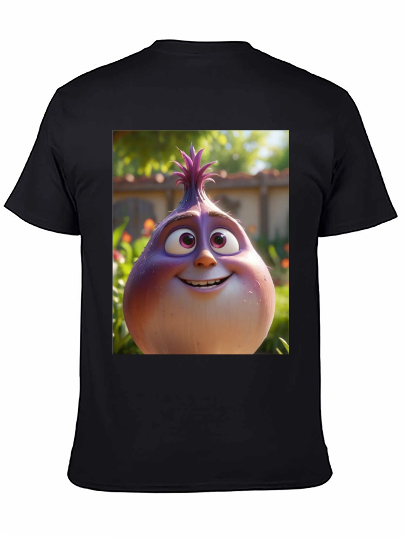 Cartoon Onion Graphic Tee - Black Unisex T-Shirt