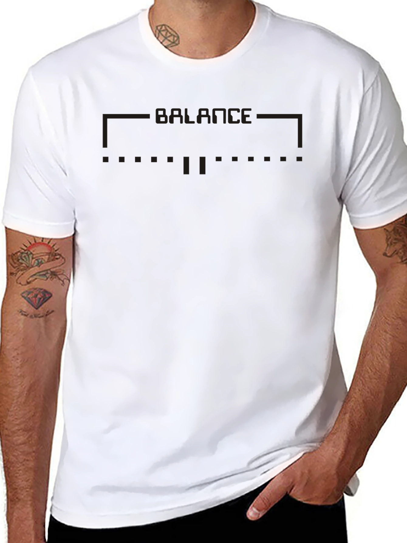 Balance Graphic Print Crew Neck T-Shirt - Black