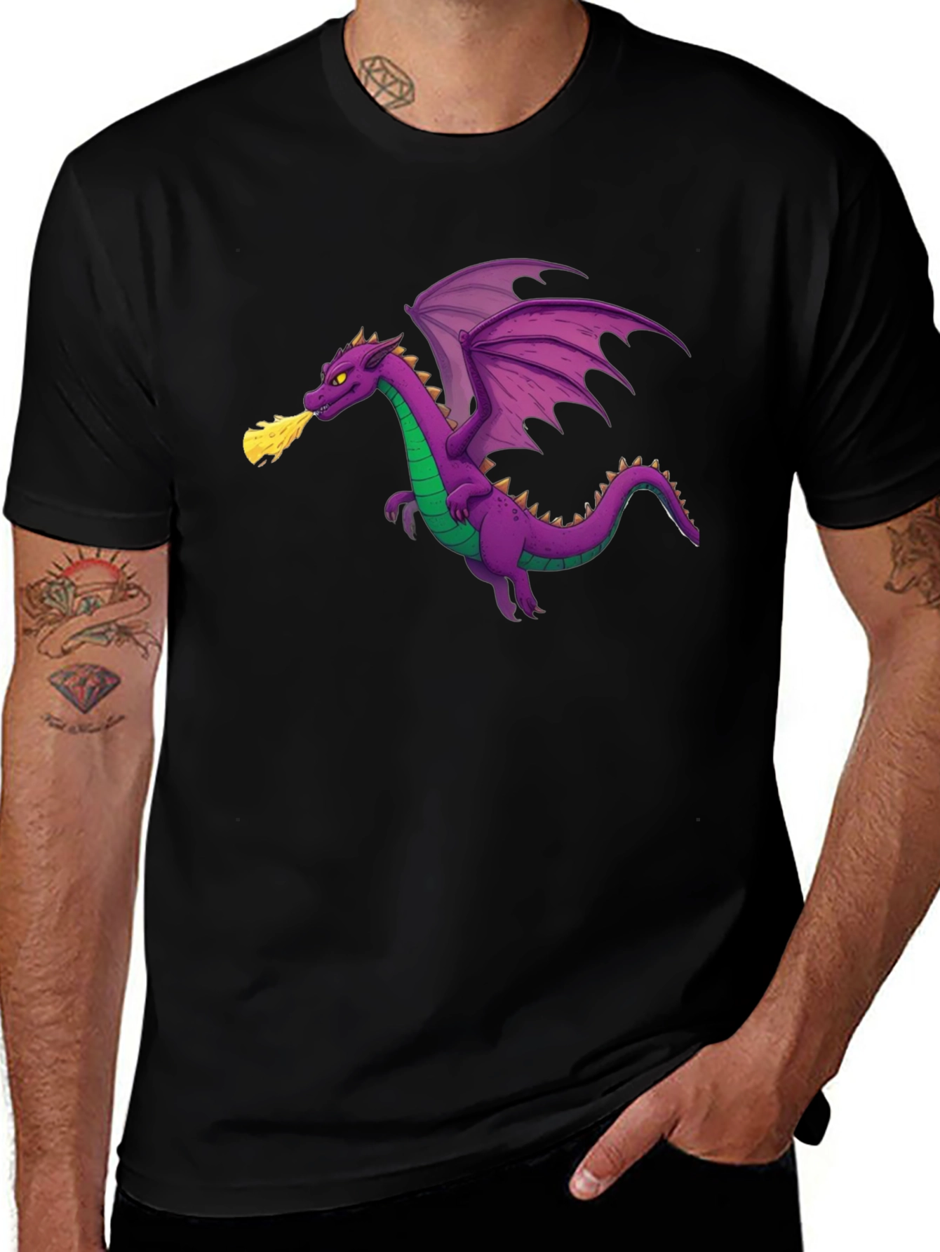 Dragon Graphic T-Shirt - Black Cotton Tee
