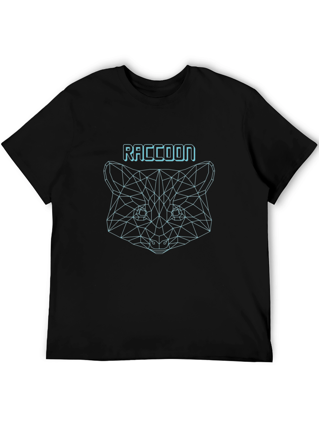 Geometric Raccoon Graphic Tee - Stylish Black T-Shirt