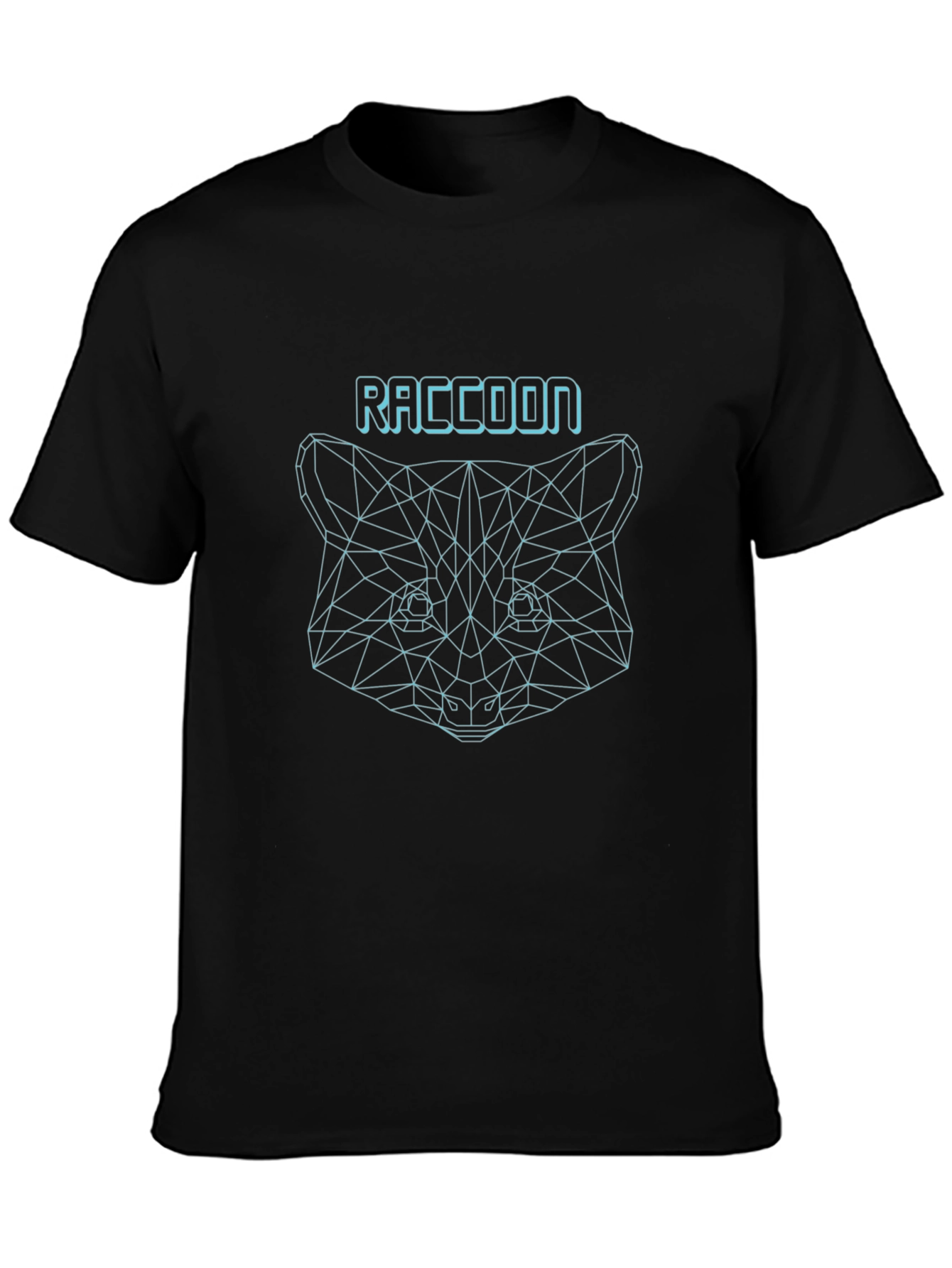 Geometric Raccoon Graphic Tee - Stylish Black T-Shirt