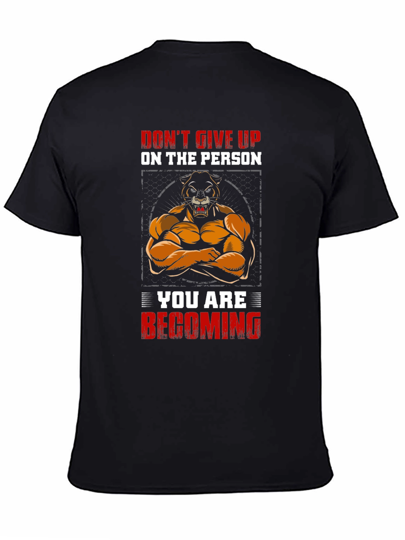 Motivational Lion Graphic Print Black T-Shirt
