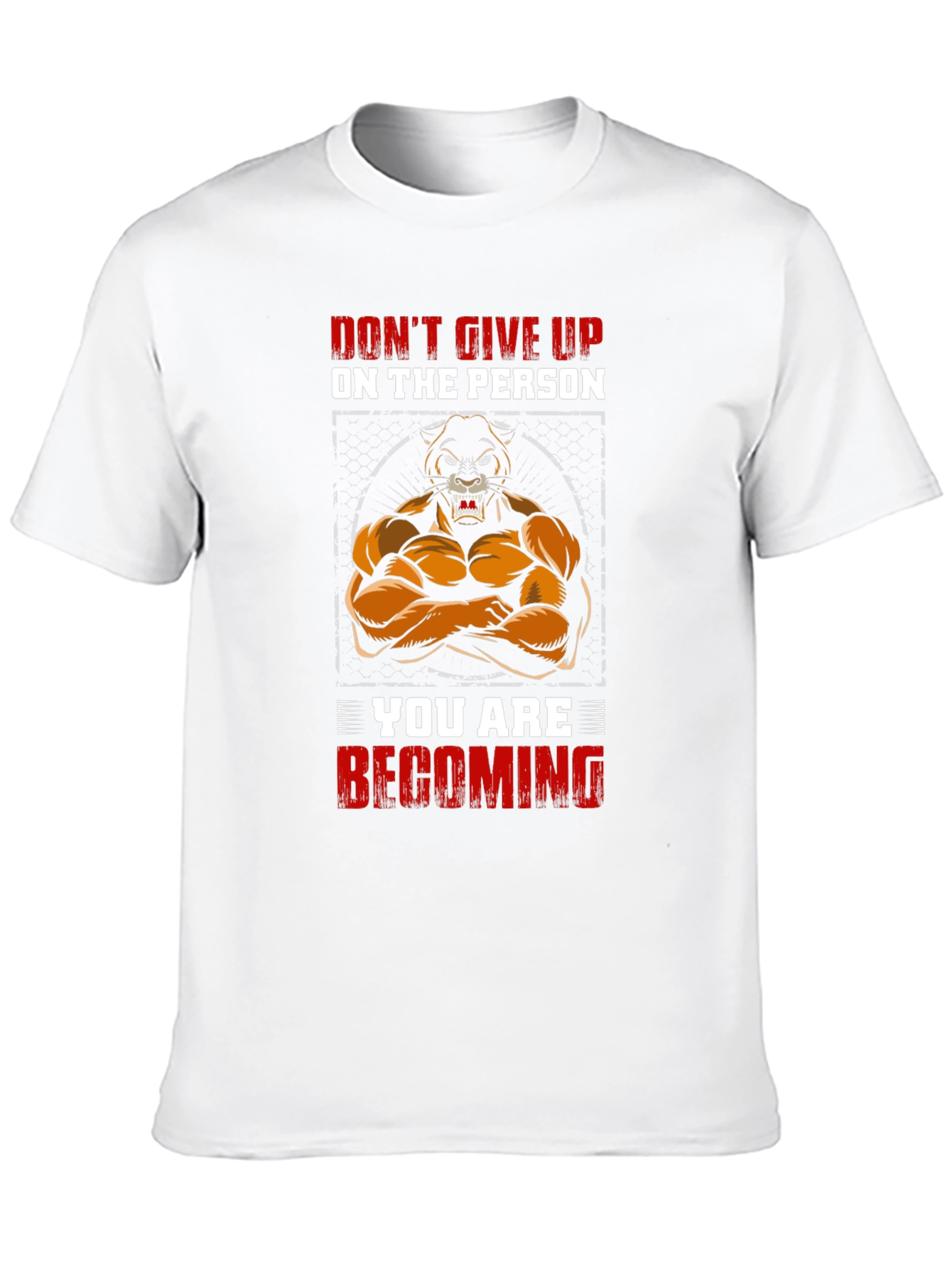 Motivational Lion Graphic Print Black T-Shirt