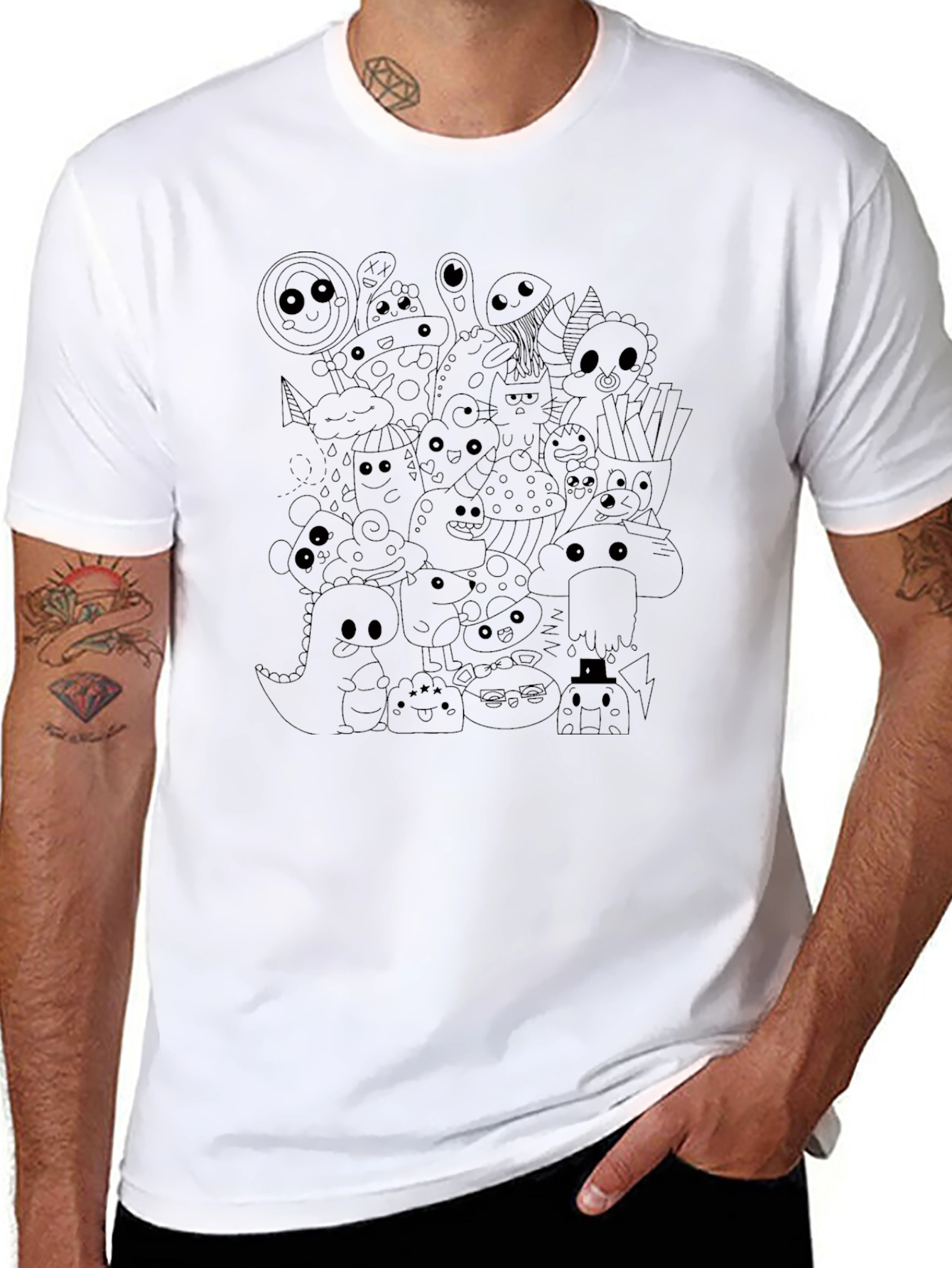 Doodle Monster Graphic Black T-Shirt