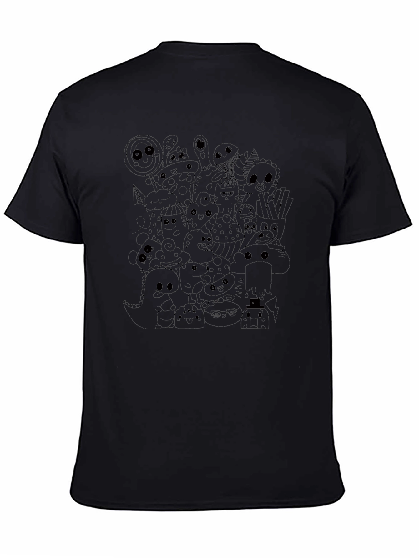 Doodle Monster Graphic Black T-Shirt