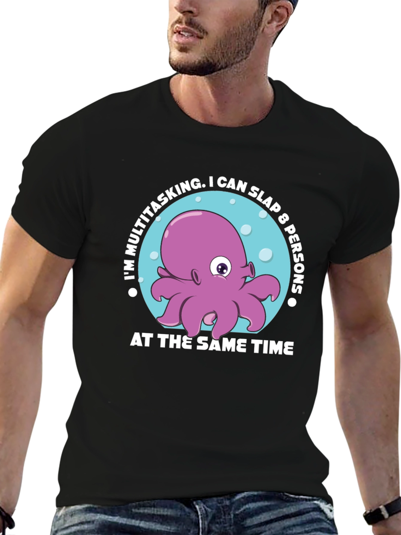 Multitasking Octopus Graphic T-Shirt