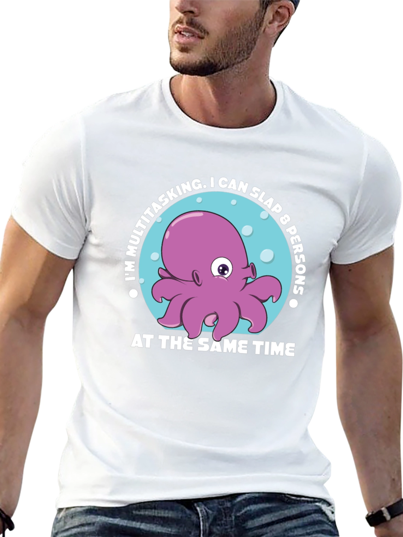 Multitasking Octopus Graphic T-Shirt