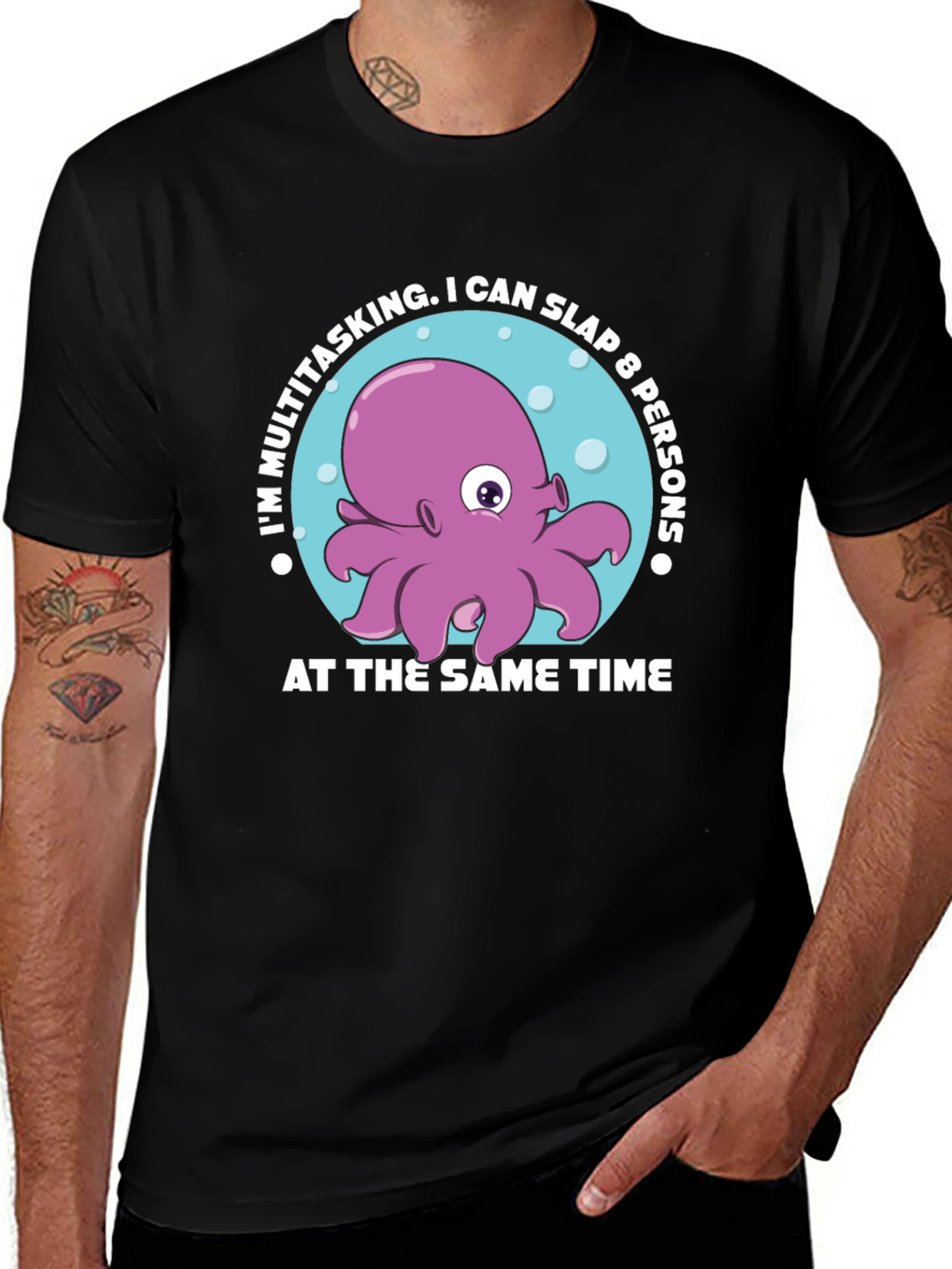 Multitasking Octopus Graphic T-Shirt