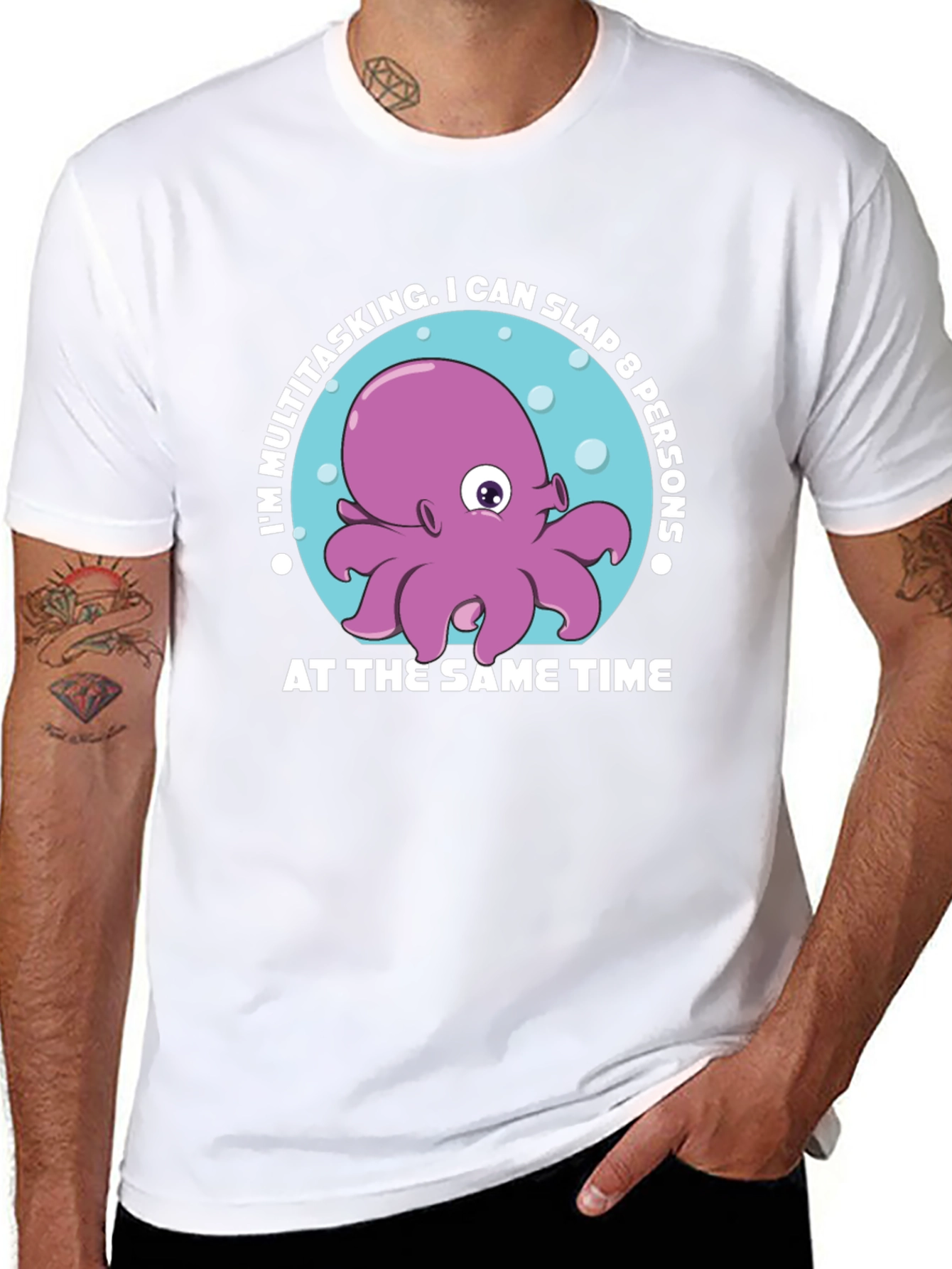 Multitasking Octopus Graphic T-Shirt