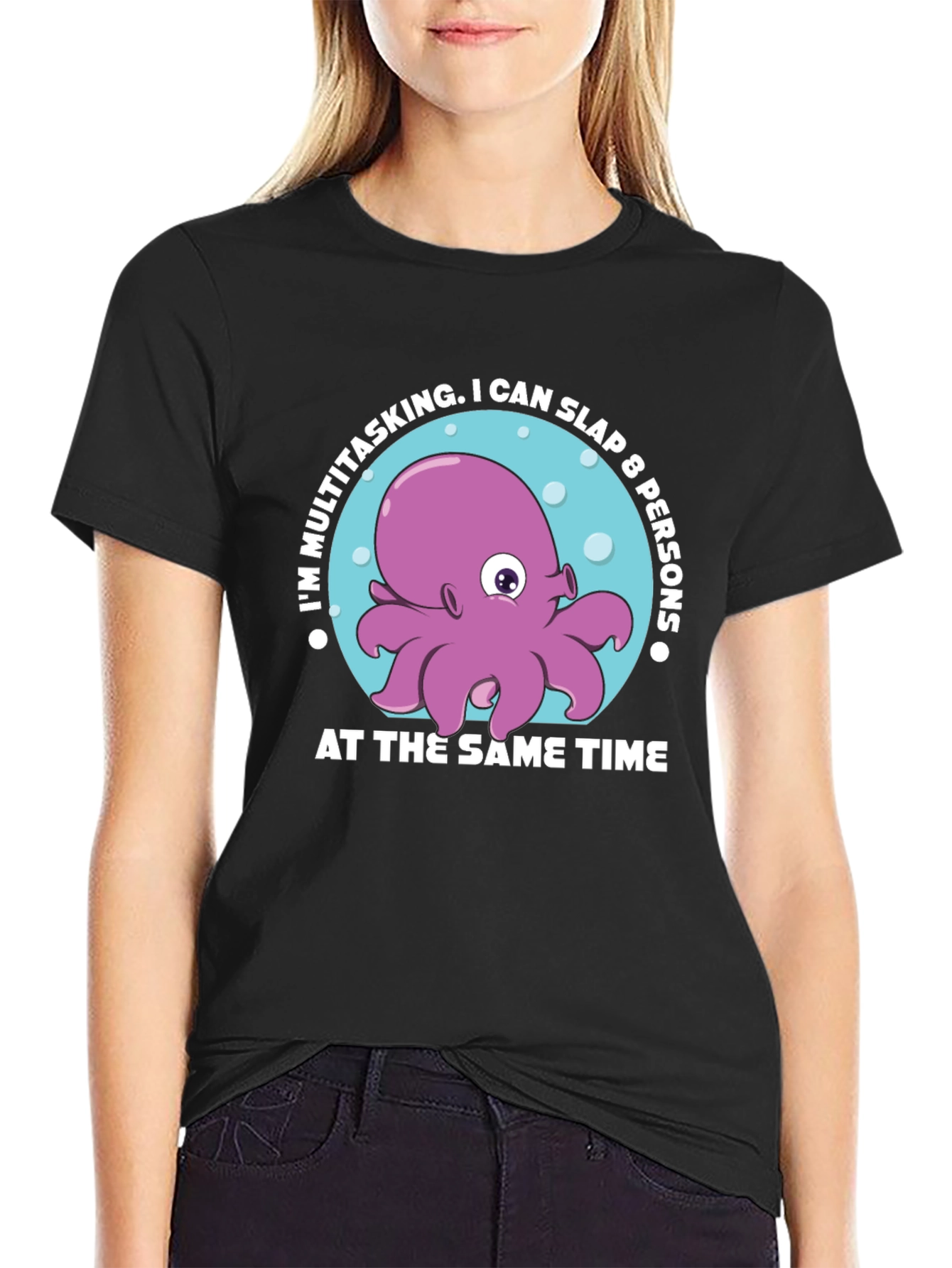 Multitasking Octopus Graphic T-Shirt