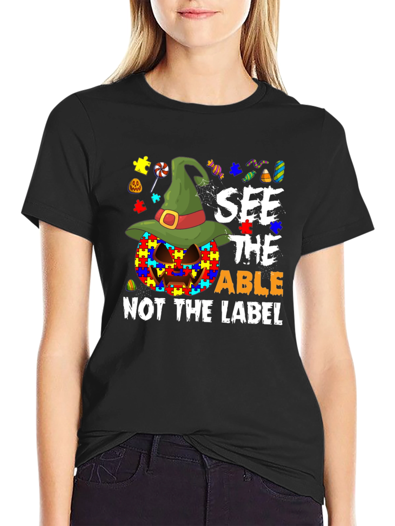 Autism Awareness Halloween Pumpkin T-Shirt