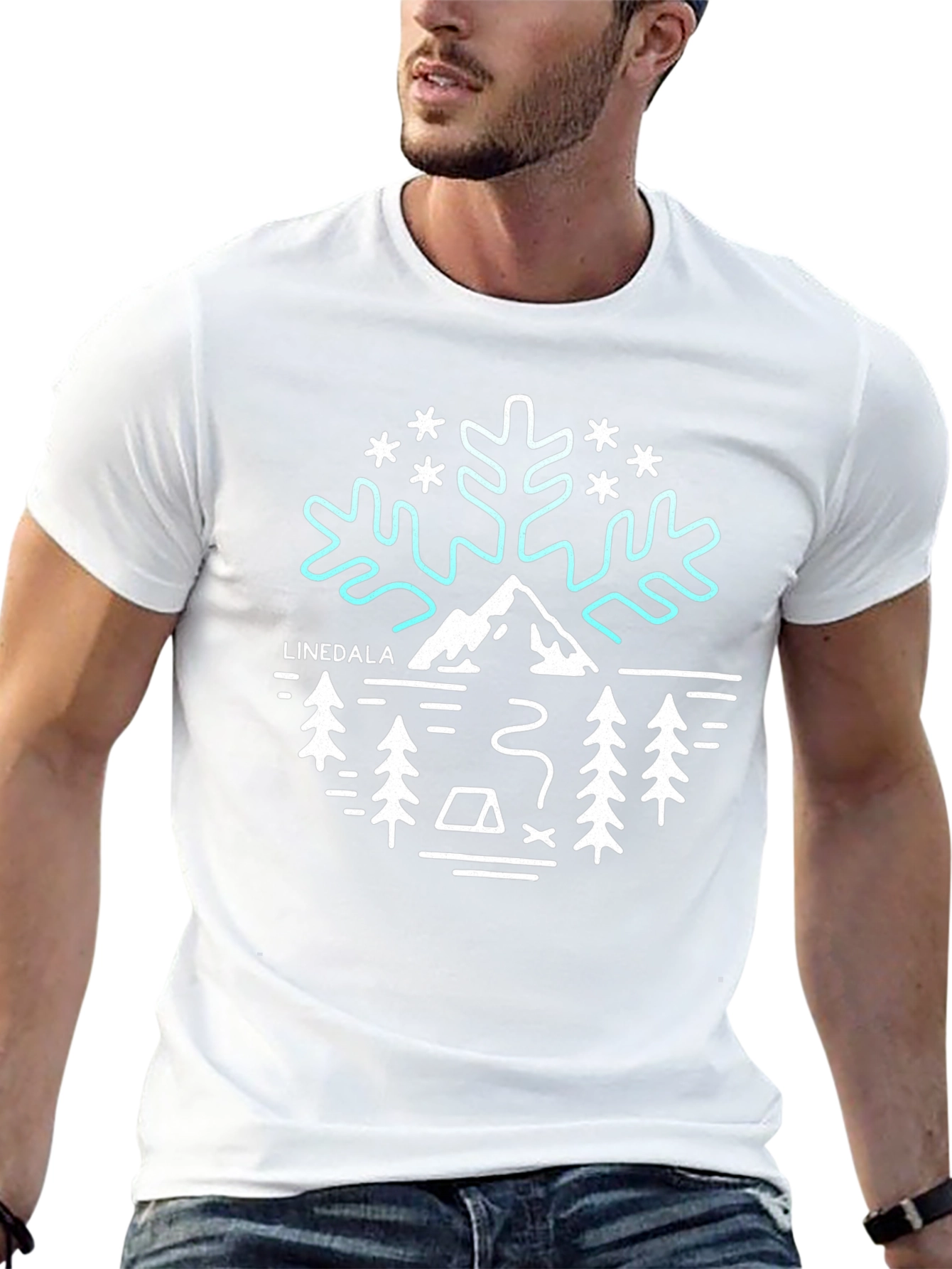 Linedala Mountain Camping Black Graphic Tee