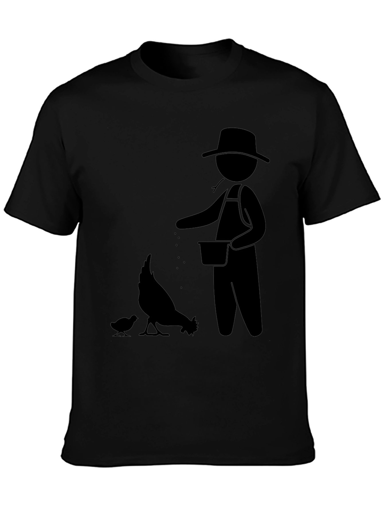 Farmer & Chickens Graphic Tee - Black Cotton