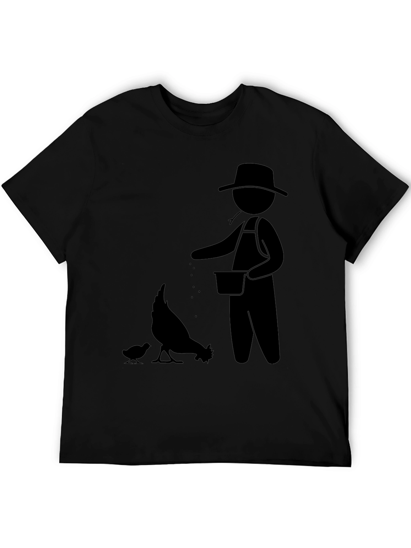 Farmer & Chickens Graphic Tee - Black Cotton