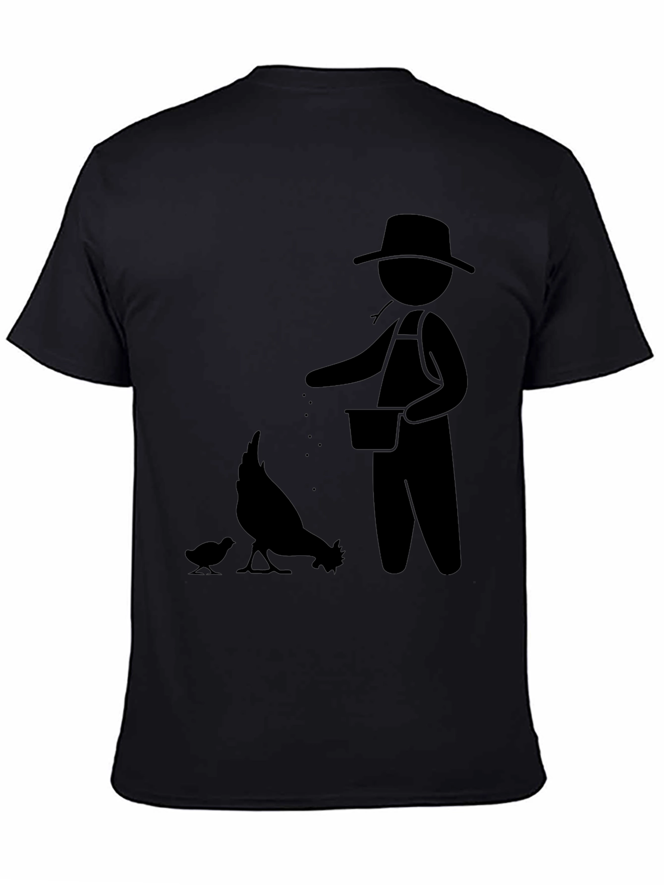 Farmer & Chickens Graphic Tee - Black Cotton