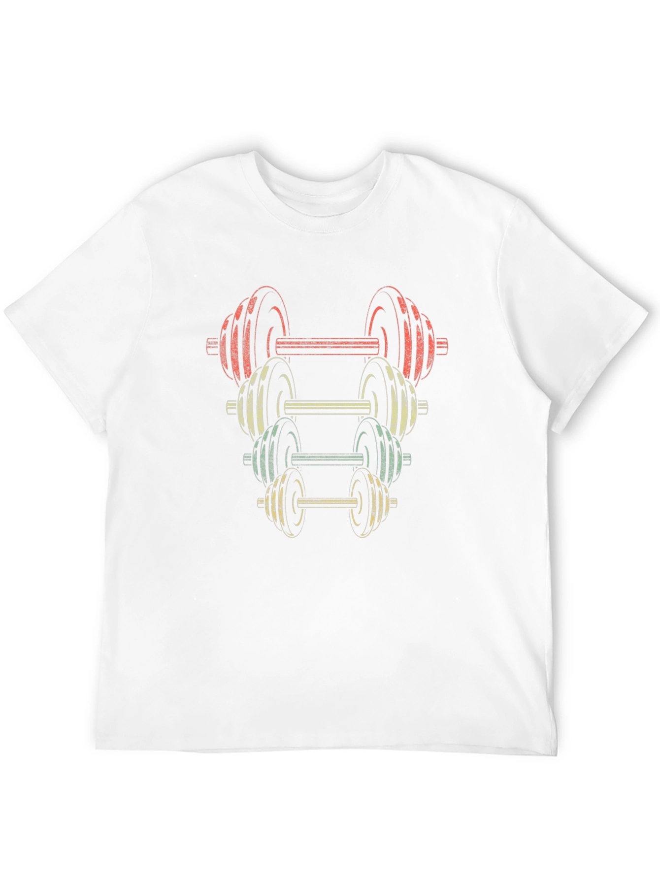Retro Dumbbell Stack Graphic T-Shirt - Fitness Apparel