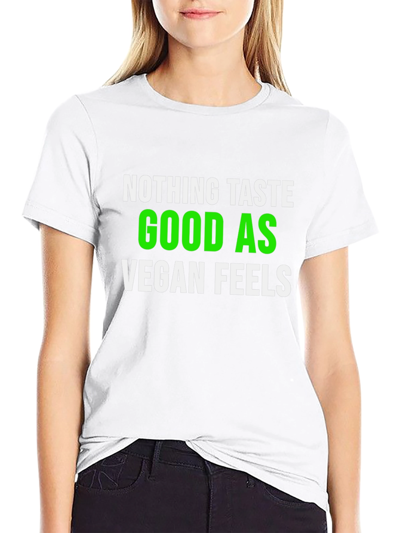 Vegan Feels T-Shirt - Green & White Graphic Tee