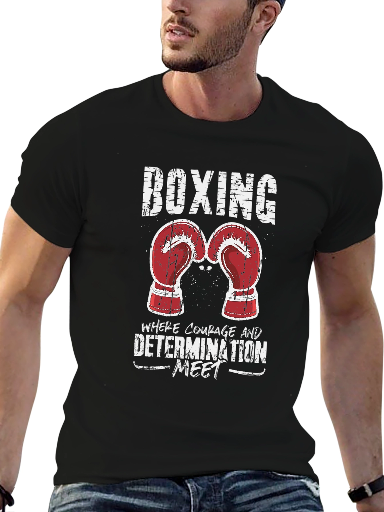 Boxing Graphic T-Shirt - Courage and Determination Tee