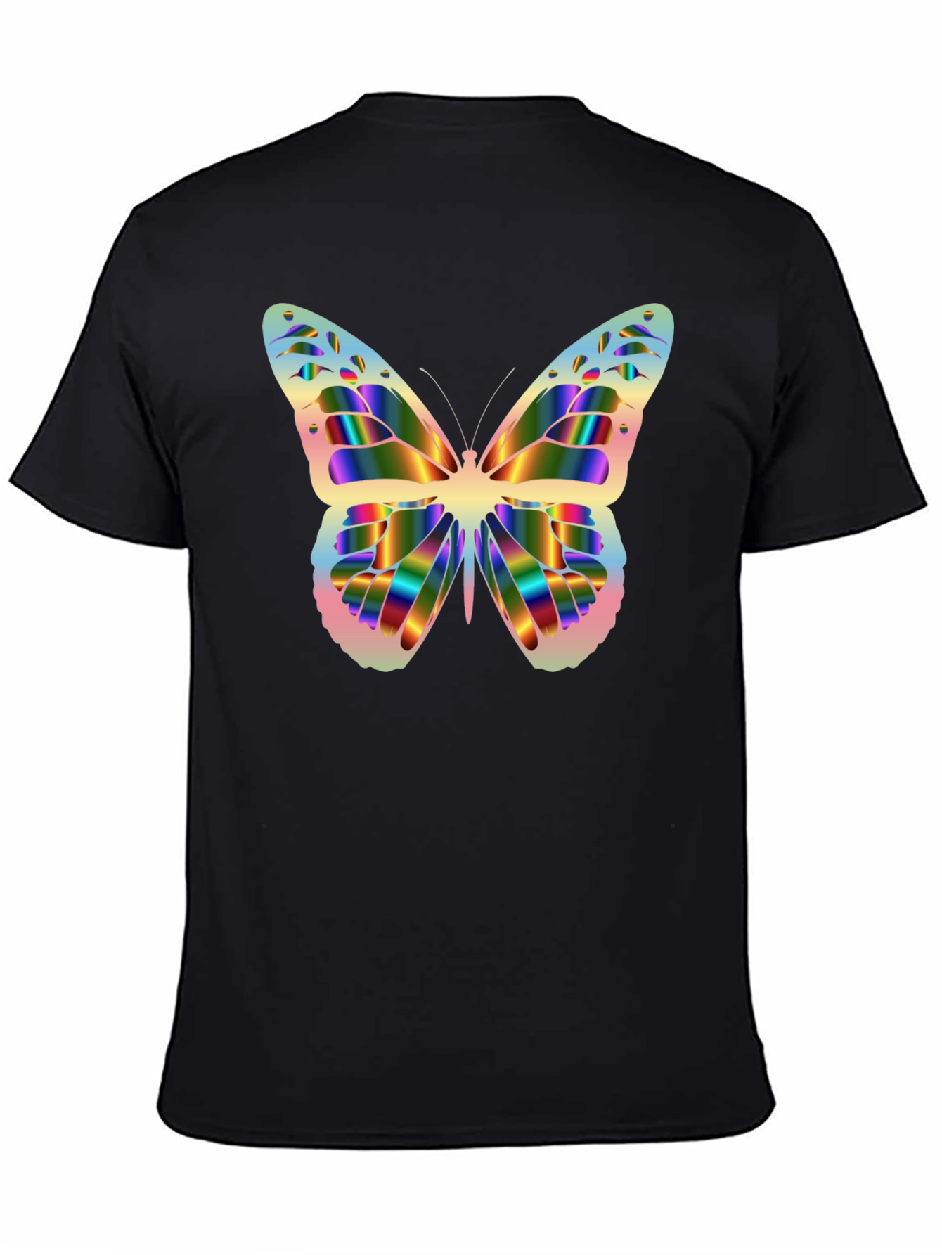 Rainbow Butterfly Graphic Black T-Shirt