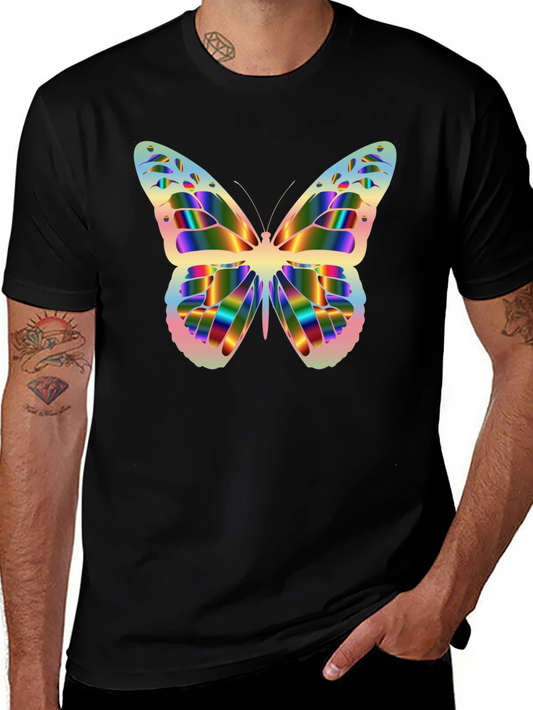 Rainbow Butterfly Graphic Black T-Shirt