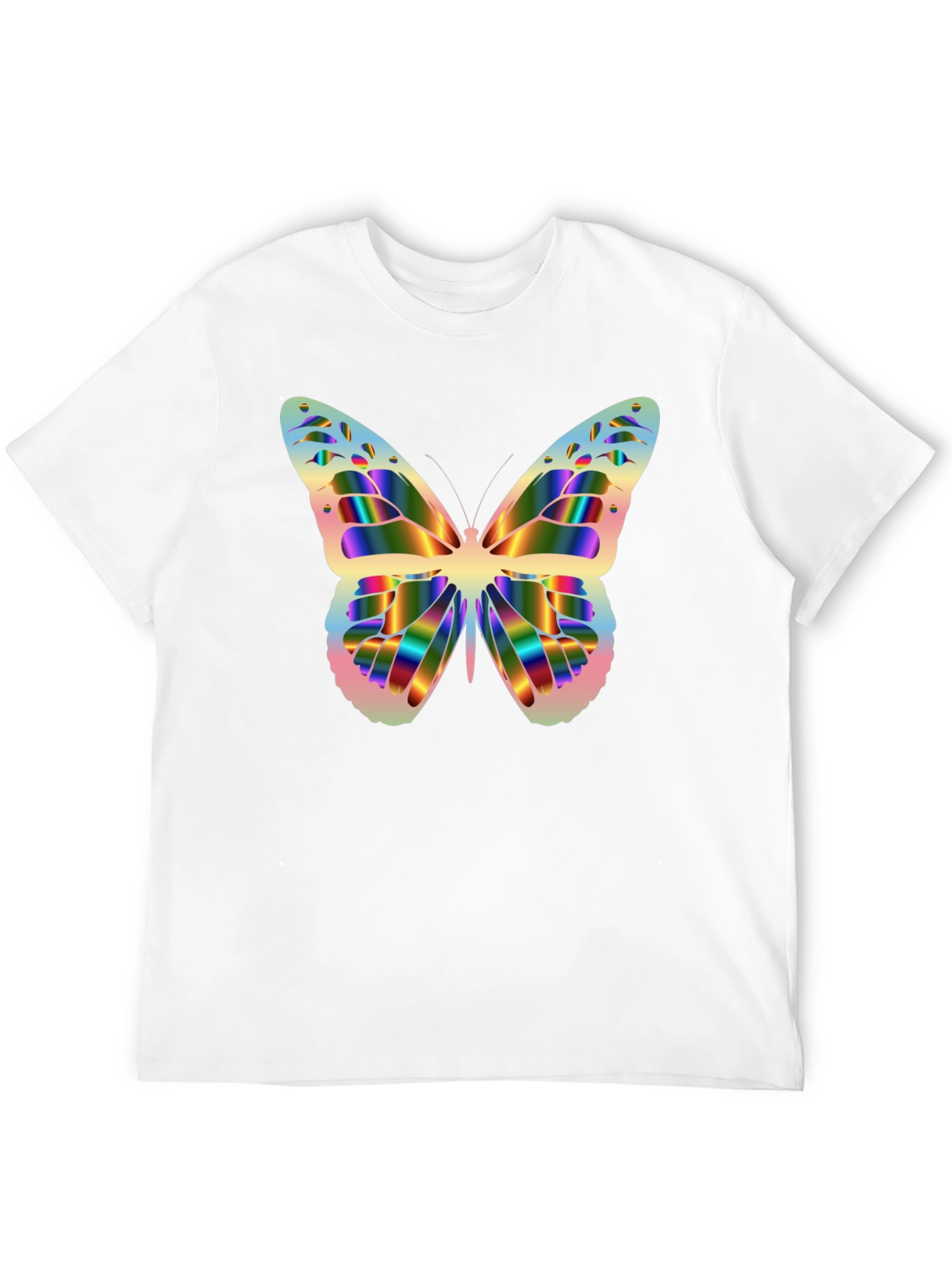 Rainbow Butterfly Graphic Black T-Shirt