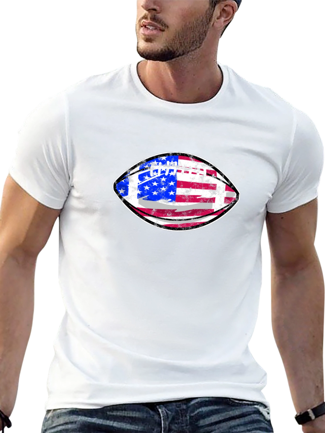 American Flag Football Graphic Tee