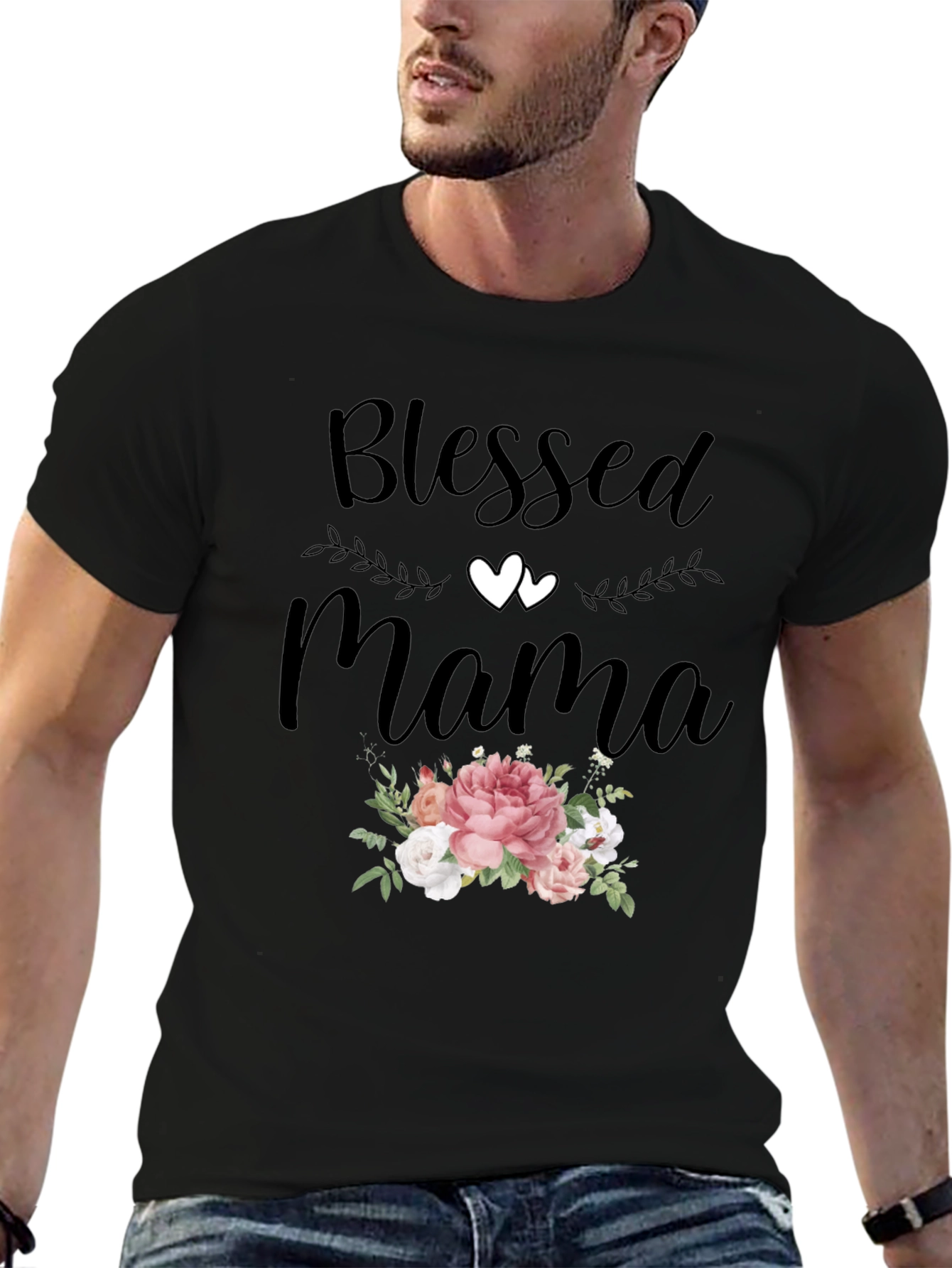 Blessed Mama Graphic Tee - Floral Design
