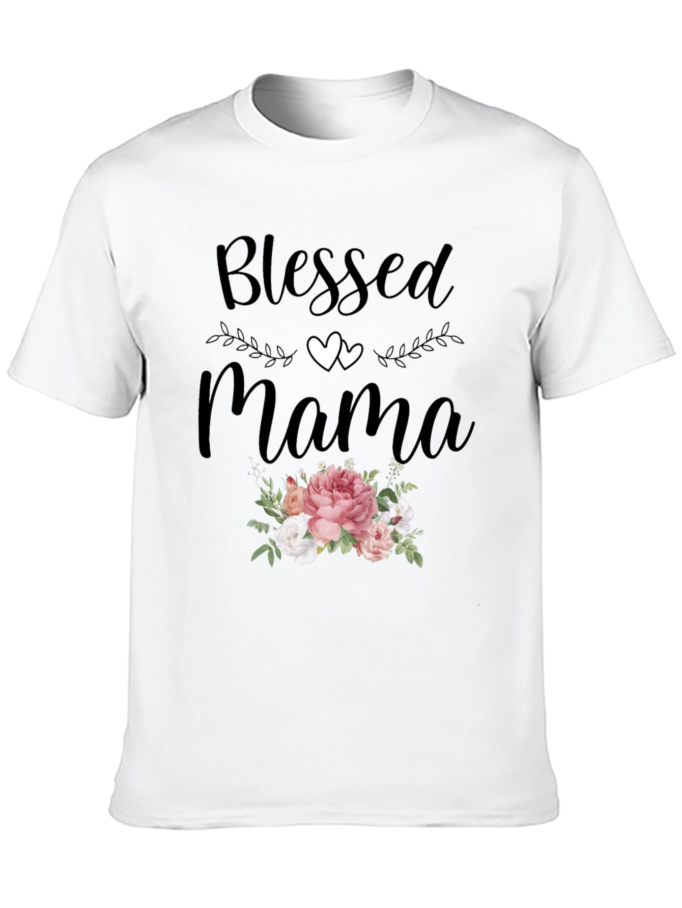 Blessed Mama Graphic Tee - Floral Design