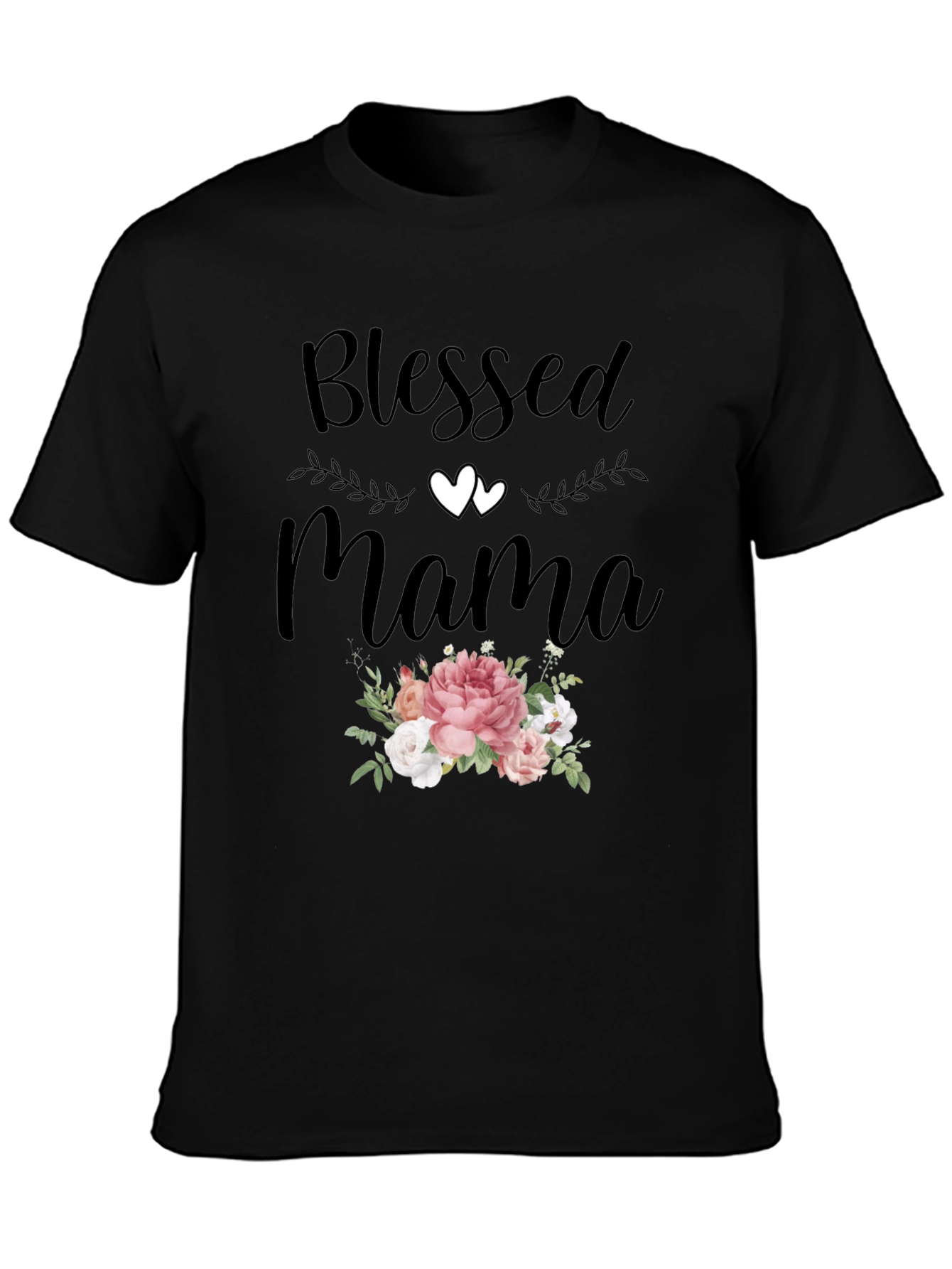 Blessed Mama Graphic Tee - Floral Design