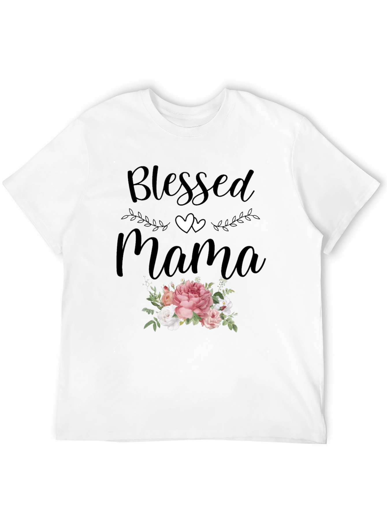 Blessed Mama Graphic Tee - Floral Design