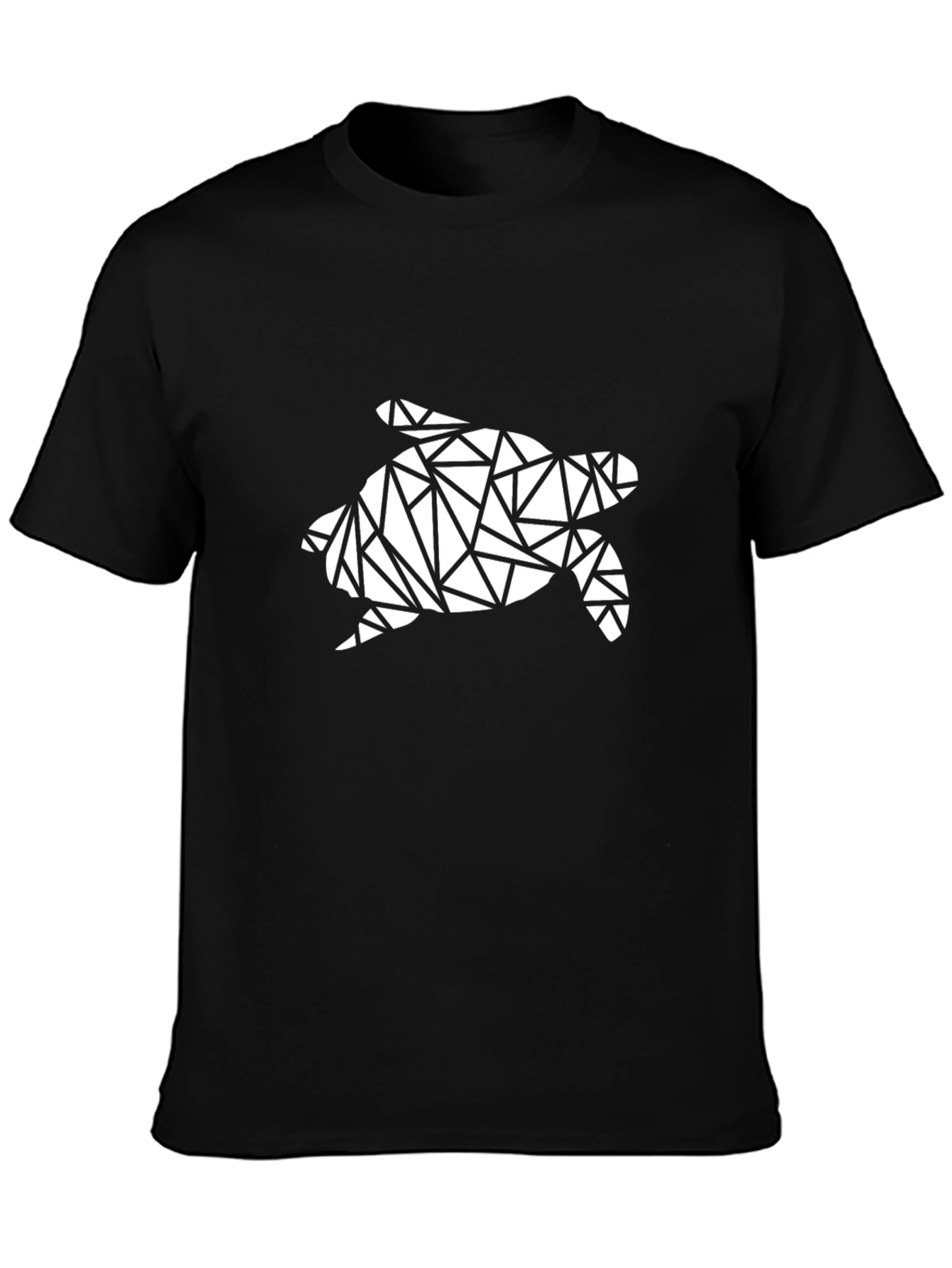Geometric Turtle Graphic Tee - Black Casual T-Shirt