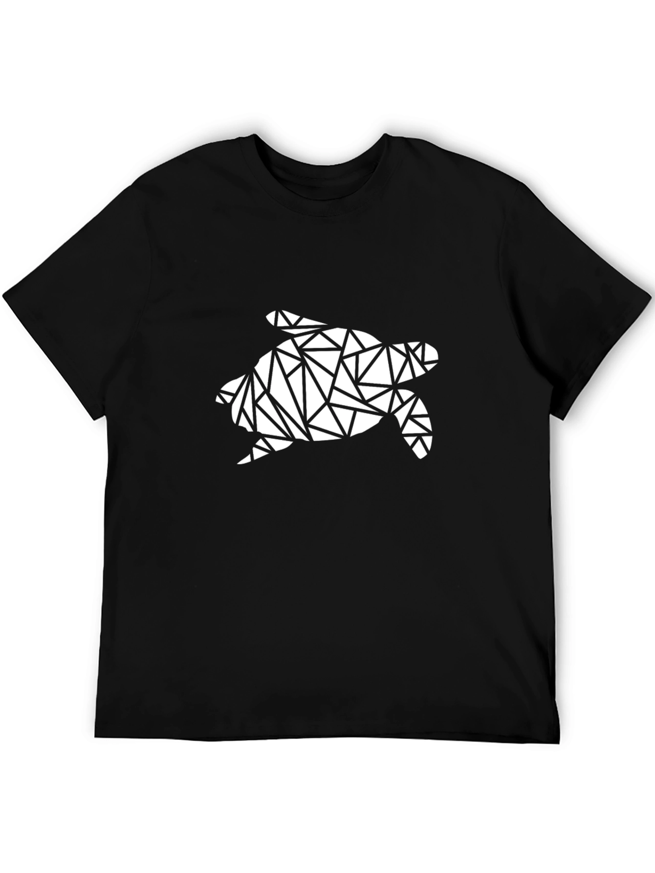 Geometric Turtle Graphic Tee - Black Casual T-Shirt