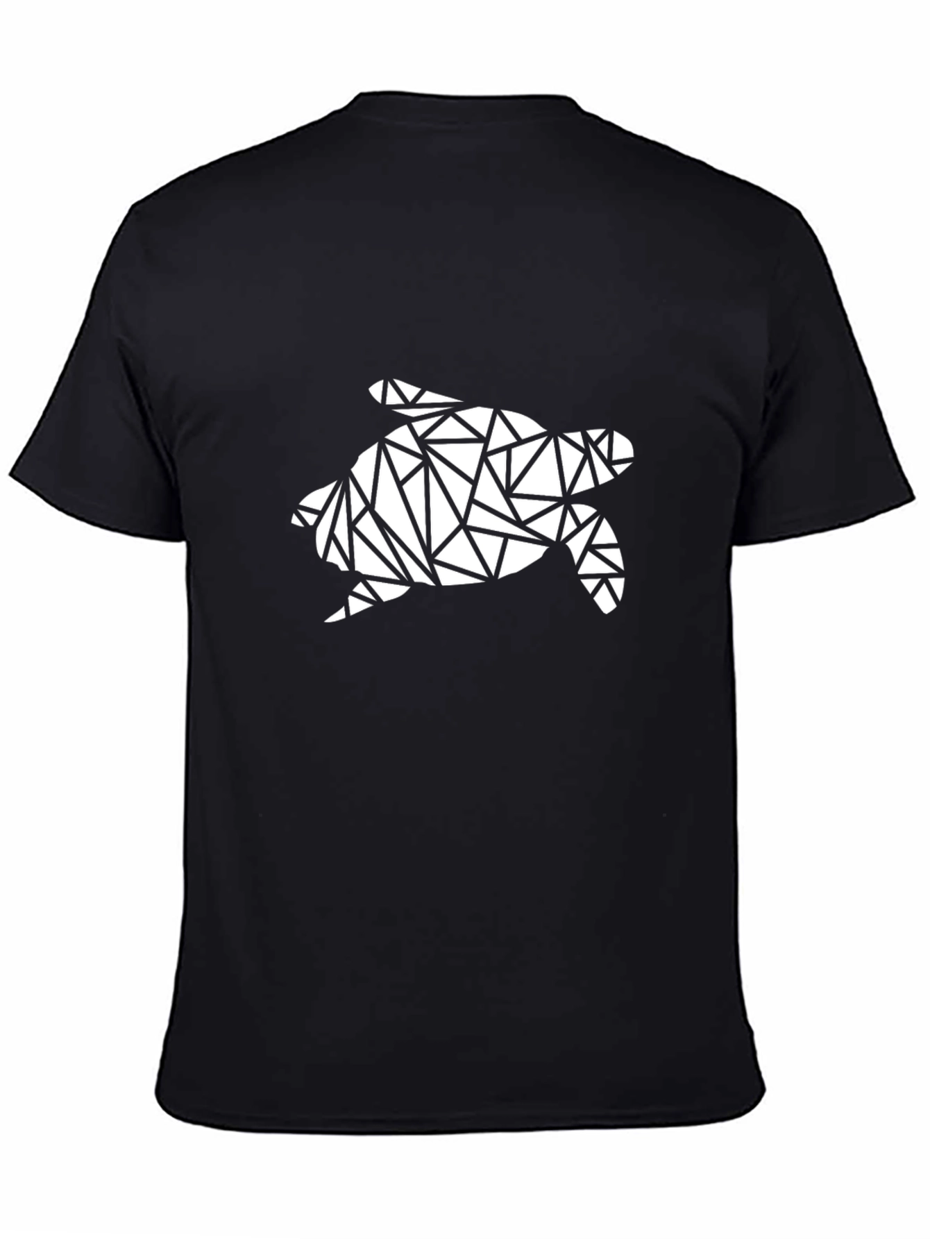 Geometric Turtle Graphic Tee - Black Casual T-Shirt