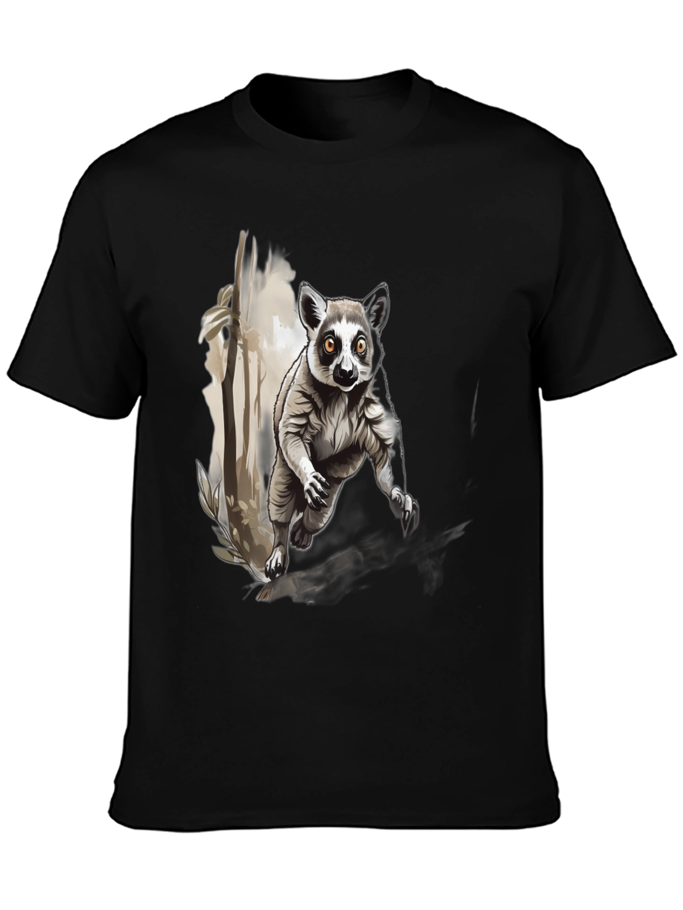 Lemur Graphic Print Black T-Shirt
