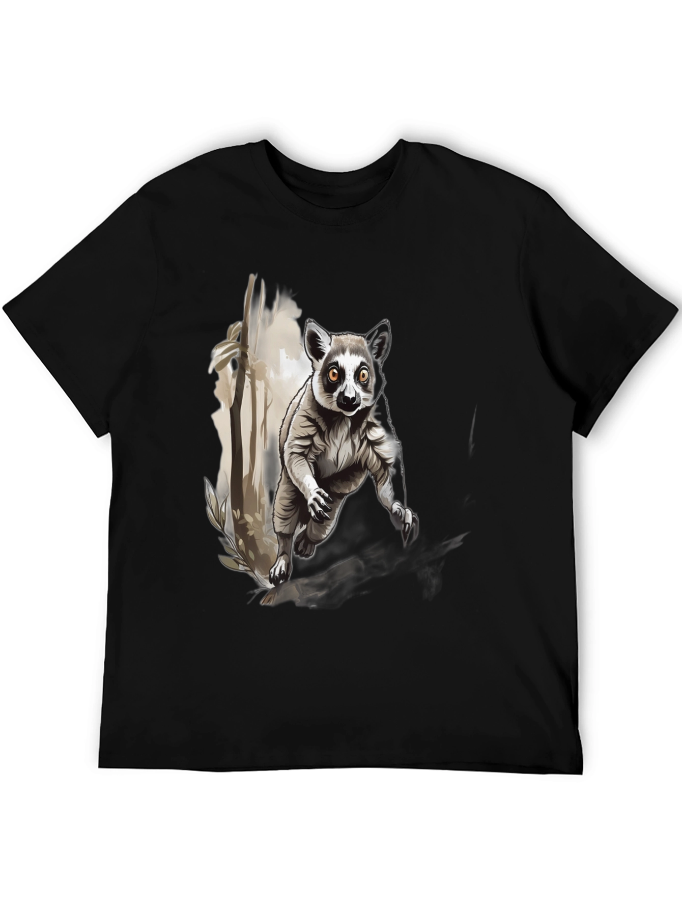 Lemur Graphic Print Black T-Shirt