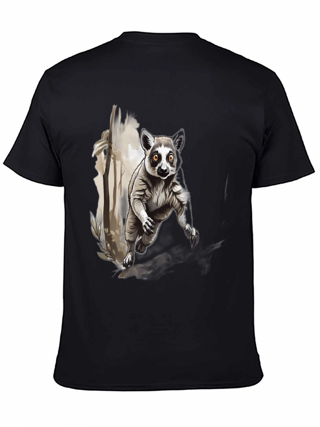 Lemur Graphic Print Black T-Shirt