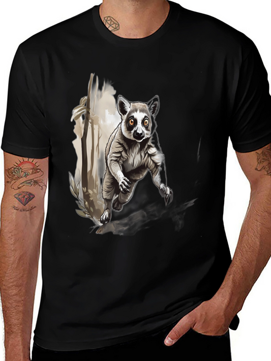 Lemur Graphic Print Black T-Shirt